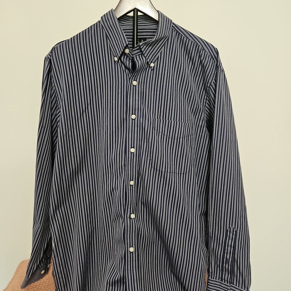 Jos. A. Bank Navy and White Striped Button Down Shirt